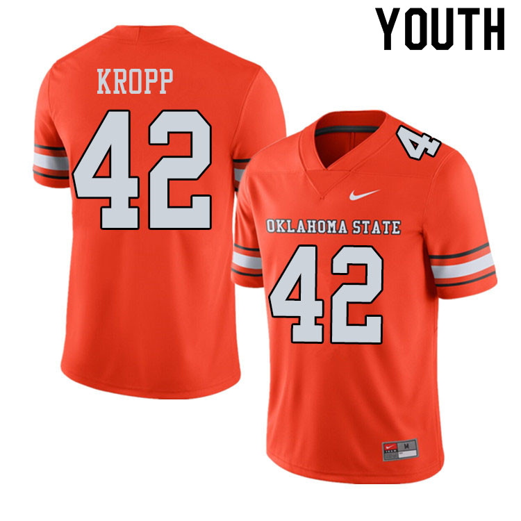 Youth #42 Carson Kropp Oklahoma State Cowboys College Football Jerseys Sale-Alternate Orange